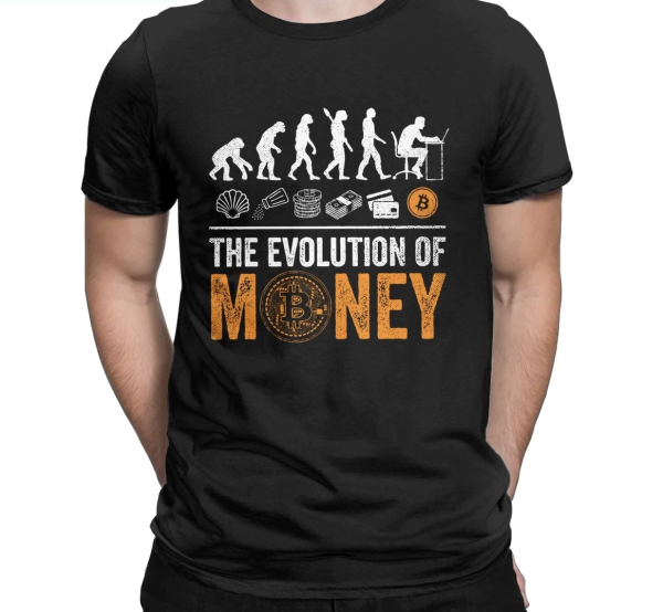 camisa de bitcoin - evolucion del diner- money evolution