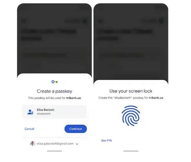 Prototipo Google Passkey App Vista 1 