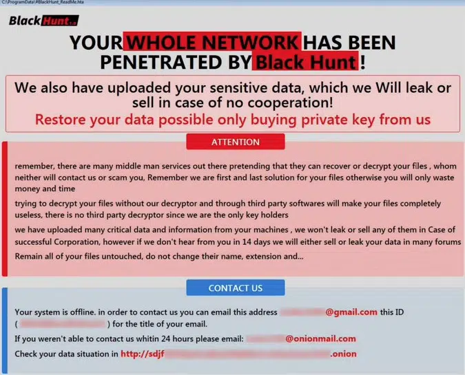 blackhunt ransomware