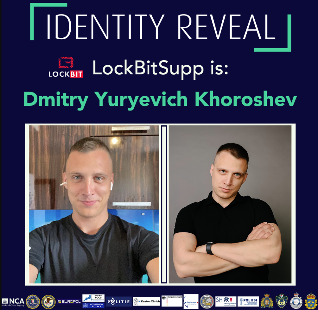 (UK National Crime Agency) y Europol han revelado la identidad de Dmitry Yuryevich Khoroshev, un ciudadano ruso de 31 años originario de Voronezh, como el administrador y desarrollador principal de la operación de ransomware LockBit, conocido también como ‘LockBitSupp’ y ‘putinkrab’