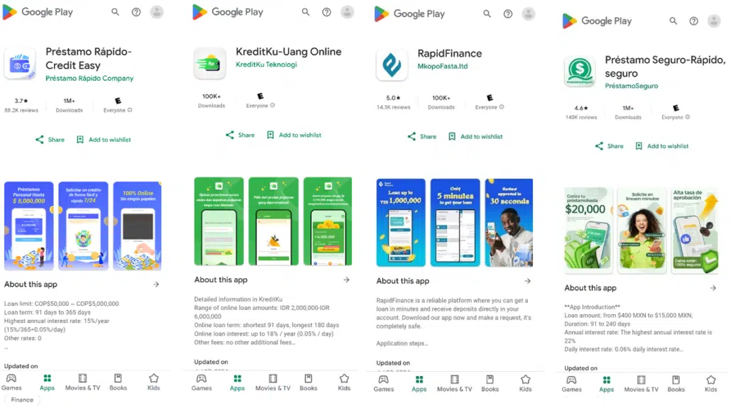 estas apps se hacen pasar por empresas de prestamos de dinero, donde detrás se encuentran call centers que hostigan y a veces extorsionan